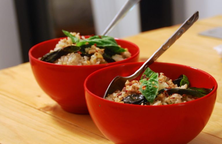 spicy basil fried rice - Two Red Bowls