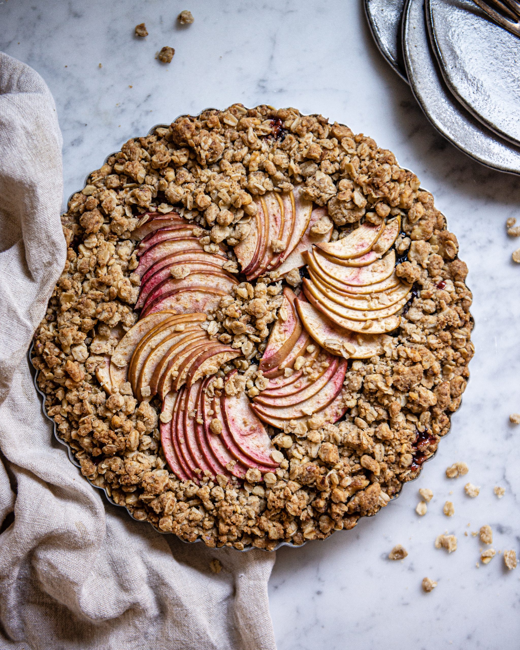 thanksgiving leftover cranberry apple streusel tart - Two Red Bowls